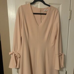 Calvin Klein Blush Bell Sleeved Dress with Bows
